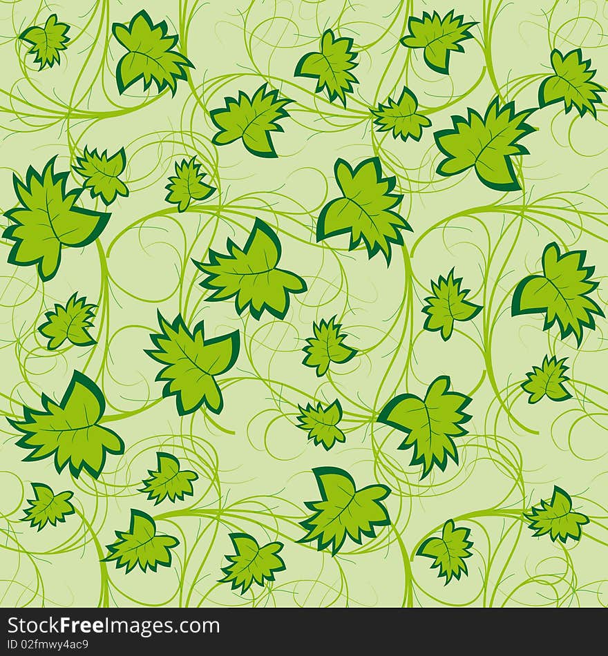 Seamless background of green leaves