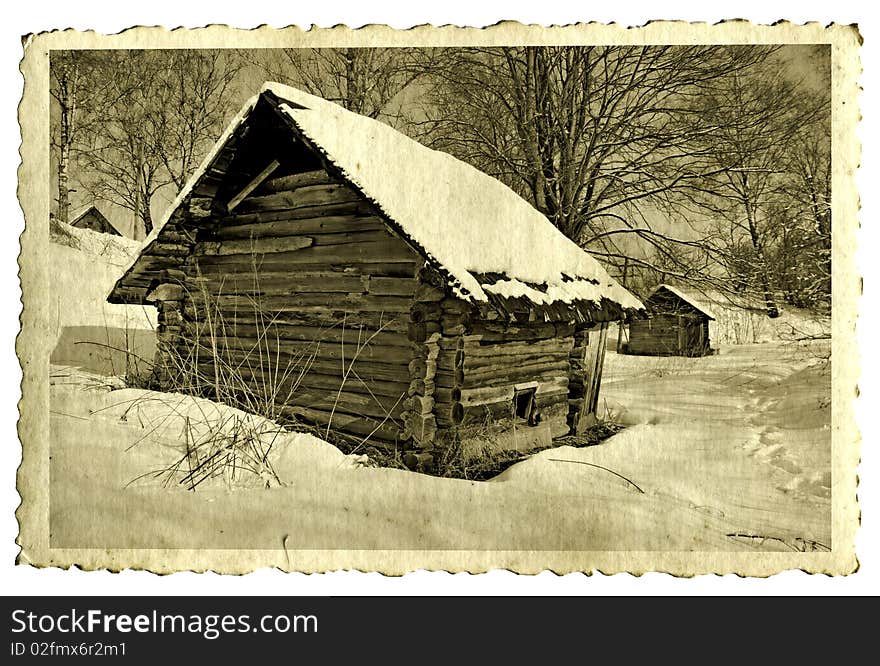 Rural house on aging photography