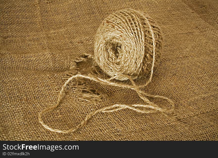 Twine on the background burlap