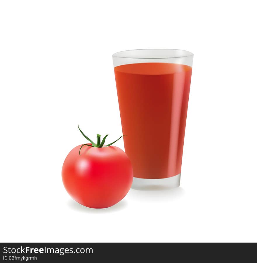 Glass of tomato juice. Vector illustration. Contains mesh.