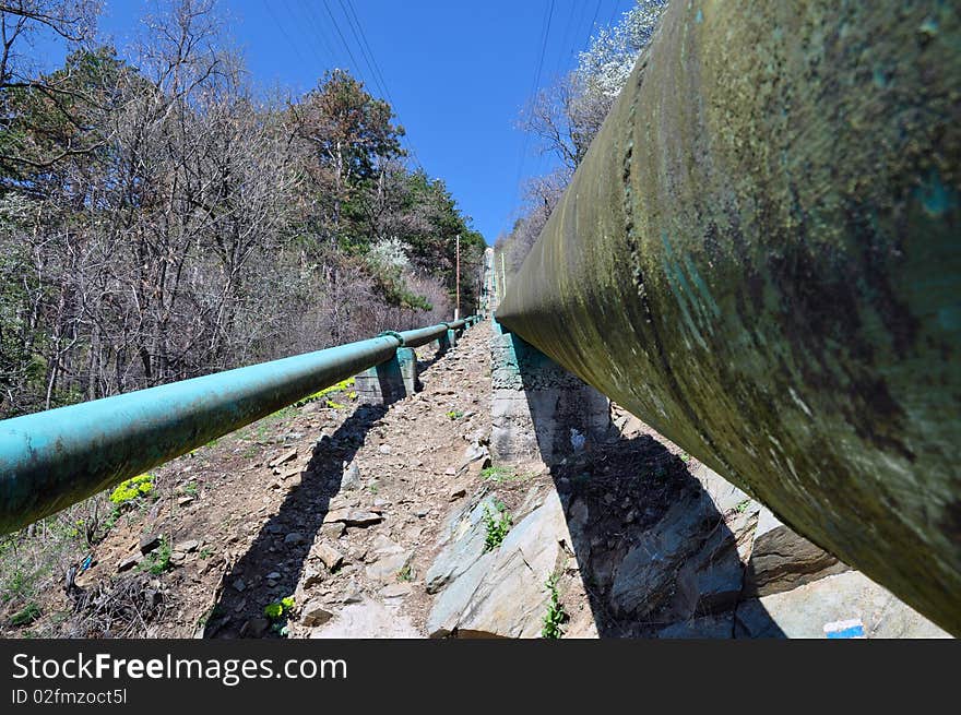 Old water pipes for power plant in the Old Mountain - Bulgaria