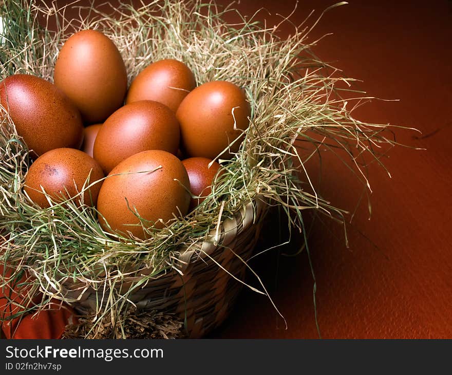 Naturally dyed easter eggs in the basket. Naturally dyed easter eggs in the basket.