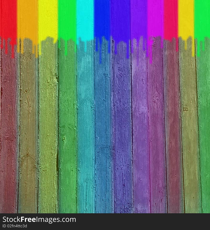 Original background in the form of a multi-coloured wooden wall