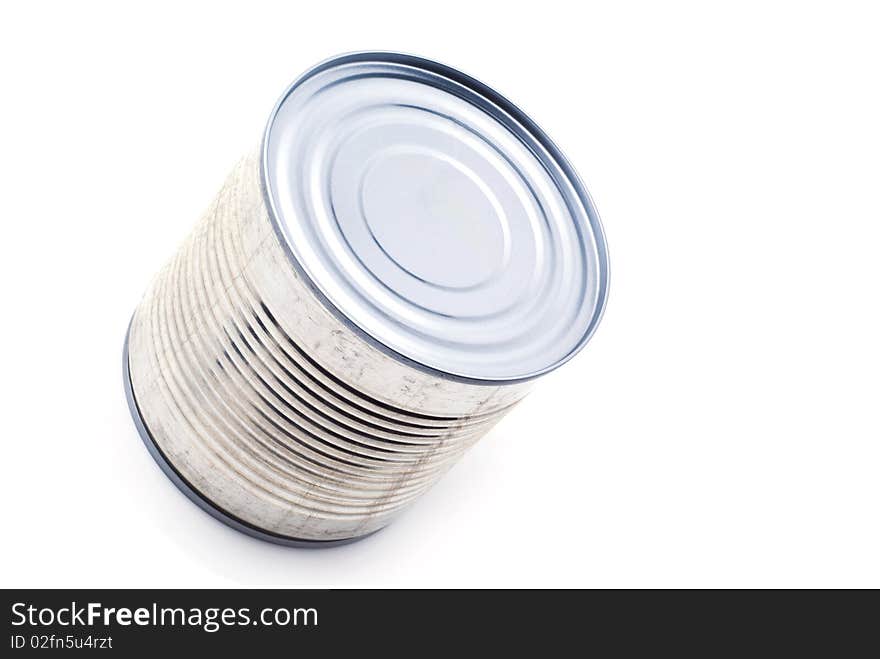 Tin on a white background