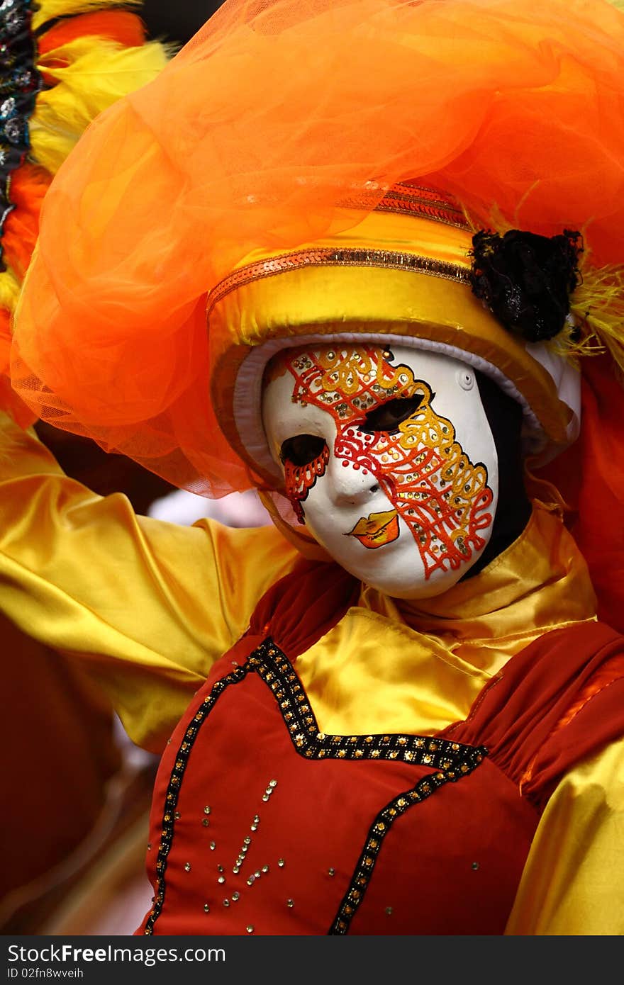 Orange mask in carnival