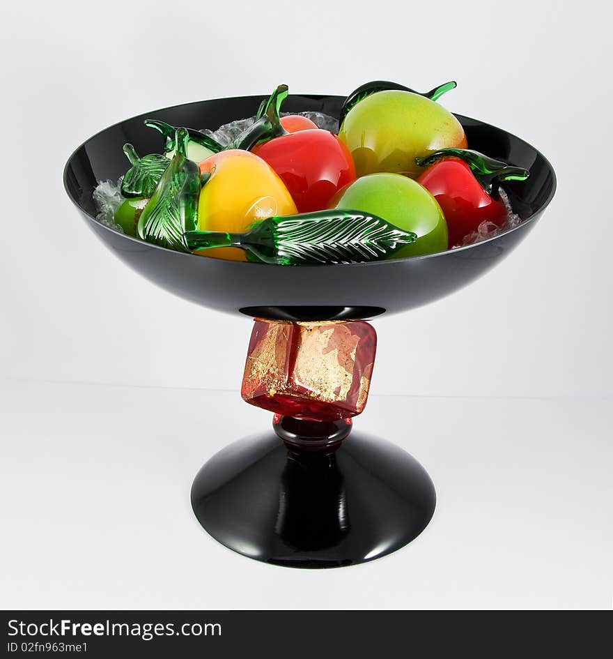 Black fruit bowl. Object photo.