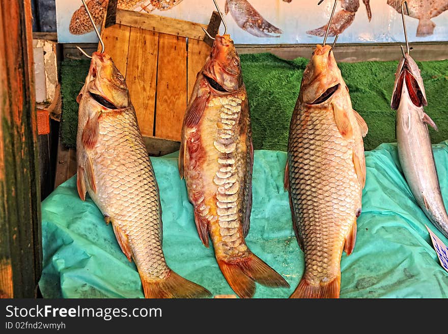 Fresh fish on a stall. Fresh fish on a stall