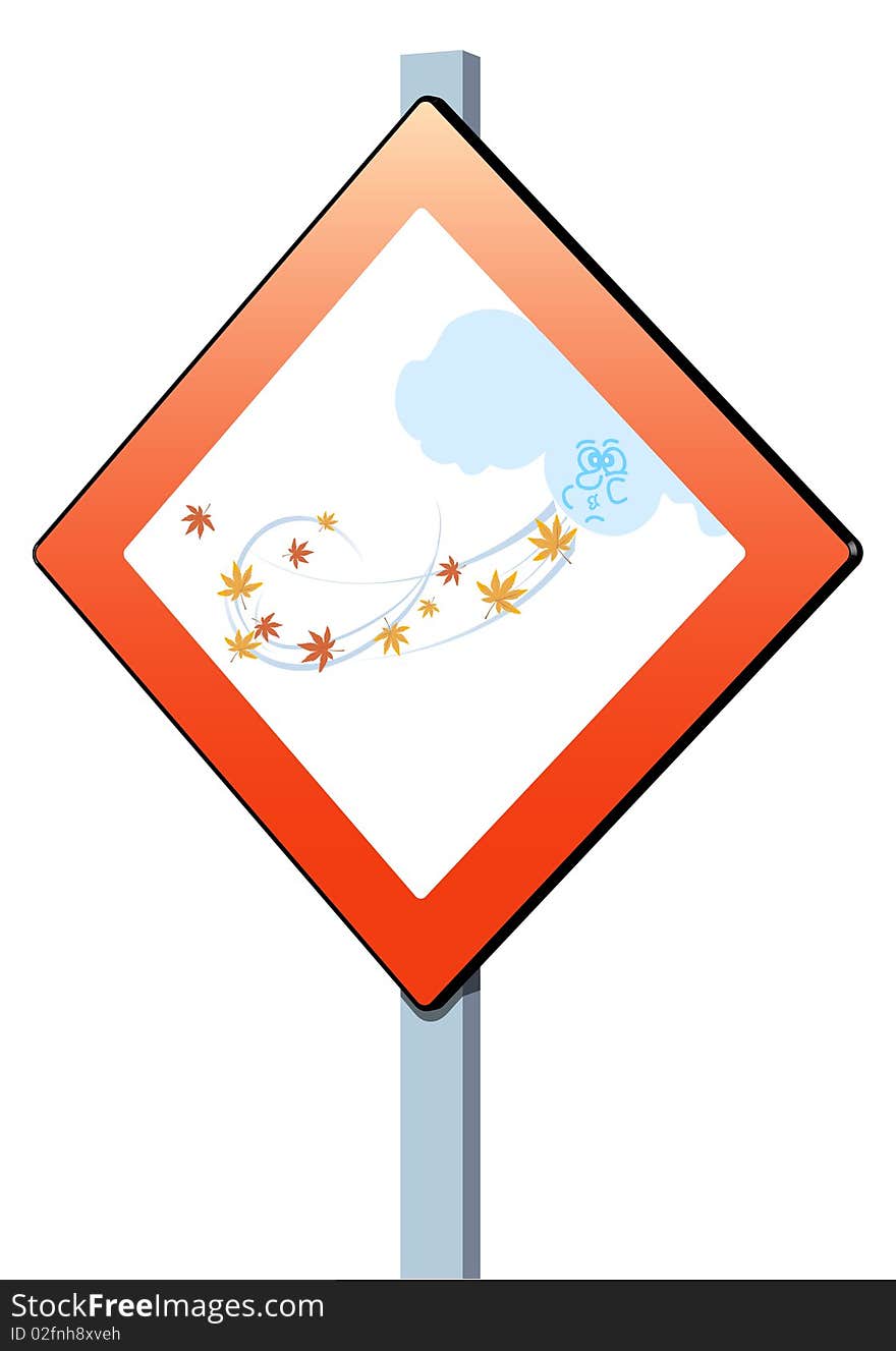 Road sign indicating the arrival of autumn. Road sign indicating the arrival of autumn