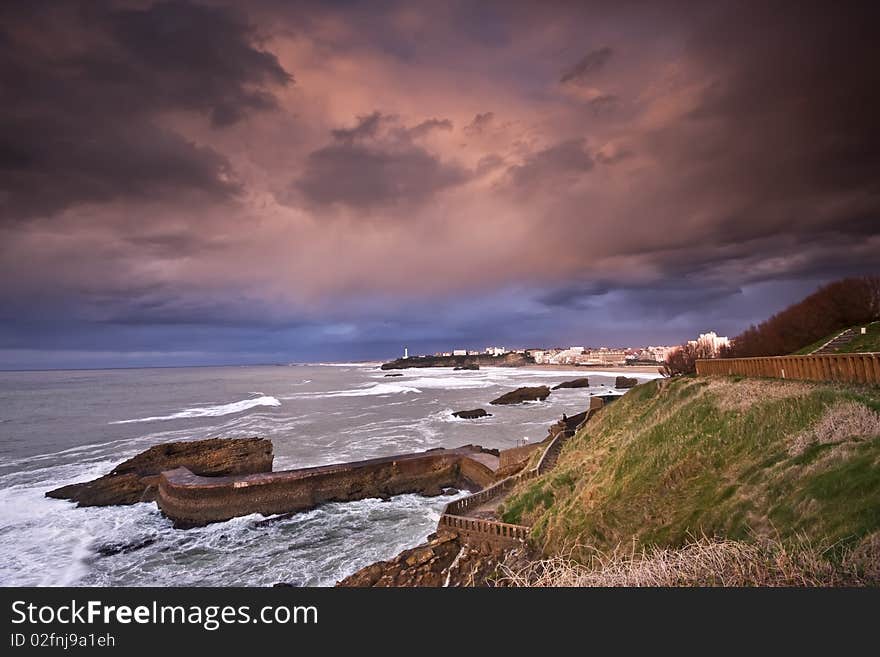 Seascape in Birritz during a tempest. Seascape in Birritz during a tempest