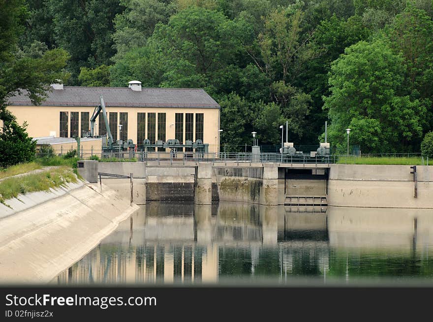 A power station at a channel. A power station at a channel.