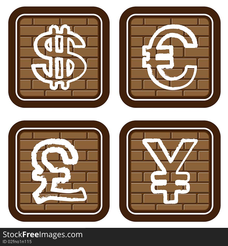 Brick Buttons With Icons Of Financial Symbols