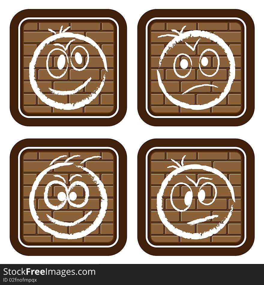 Brick buttons with icons - smiles for web