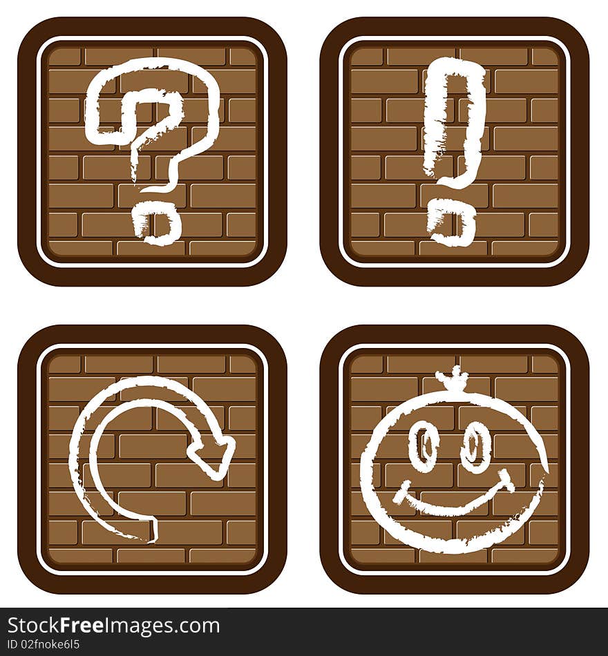 Brick buttons with icons of graphic symbols (2)