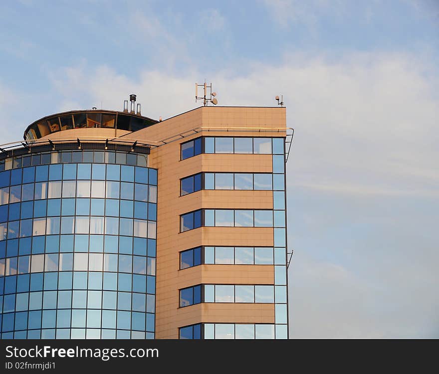 Bussines building with blue glass windows