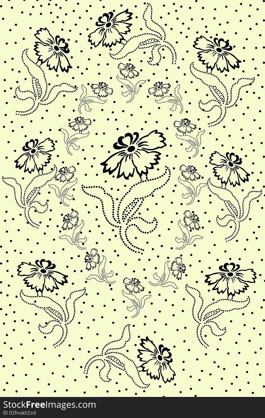 Image of flowers on a yellow background. Image of flowers on a yellow background