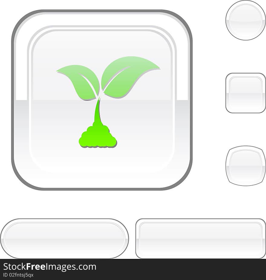 Ecology white buttons. Set of illustration. Ecology white buttons. Set of illustration.