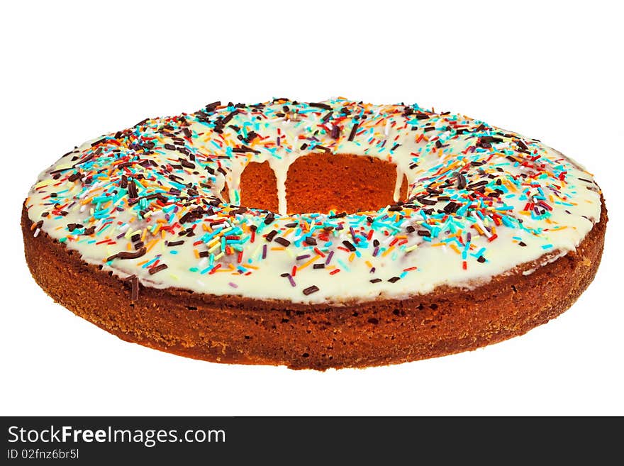 Round Cake With Colorful Decoration.