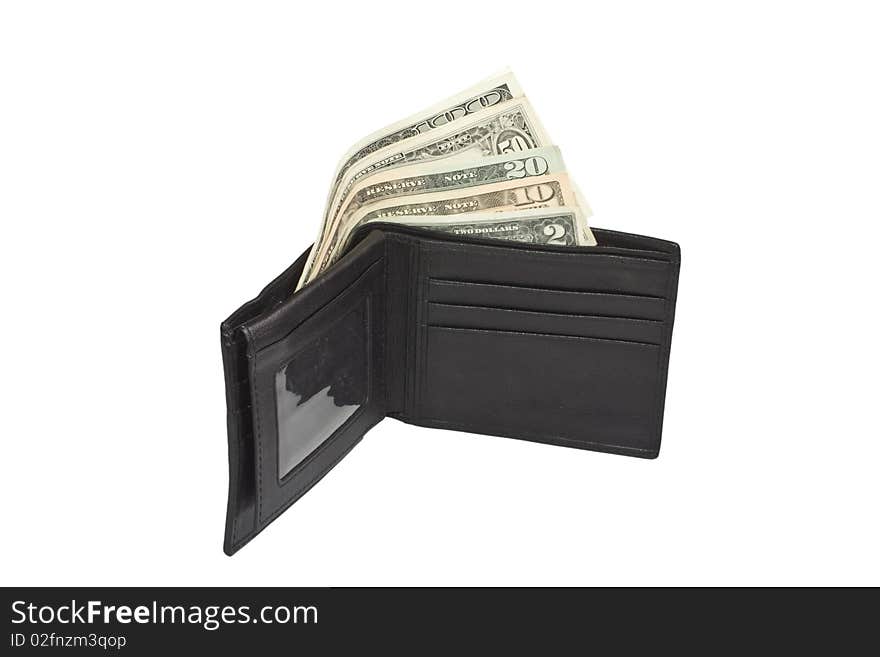 Leather wallet with some dollars inside