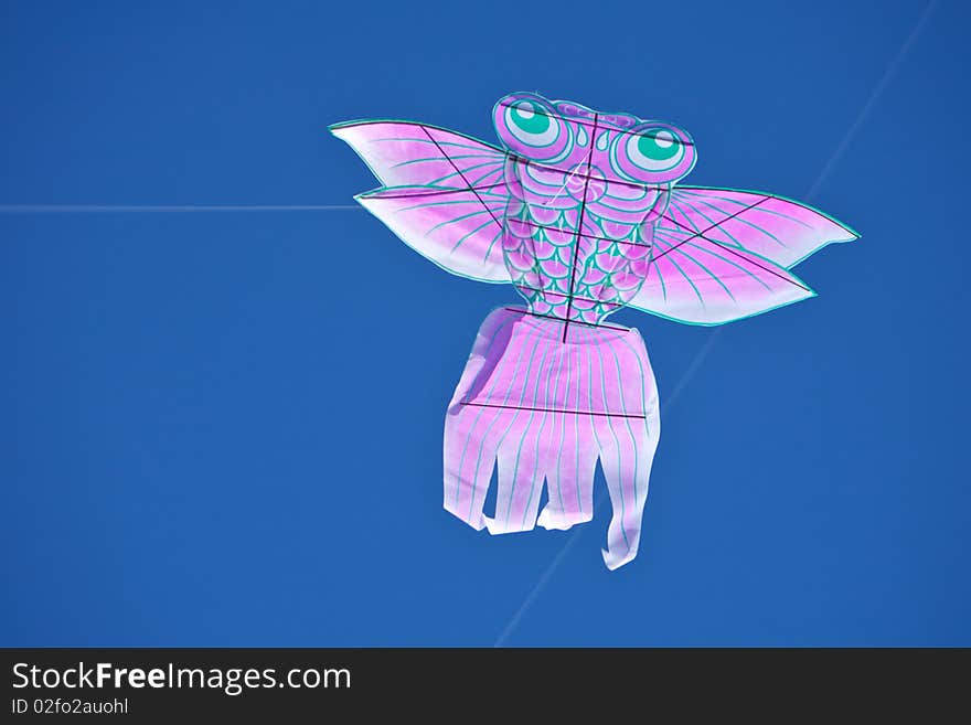 A flying kite, close up image. A flying kite, close up image