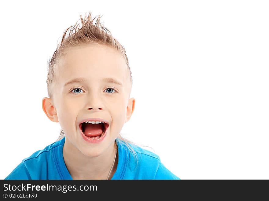 Portrait of a pretty boy. Isolated over white background. Portrait of a pretty boy. Isolated over white background.