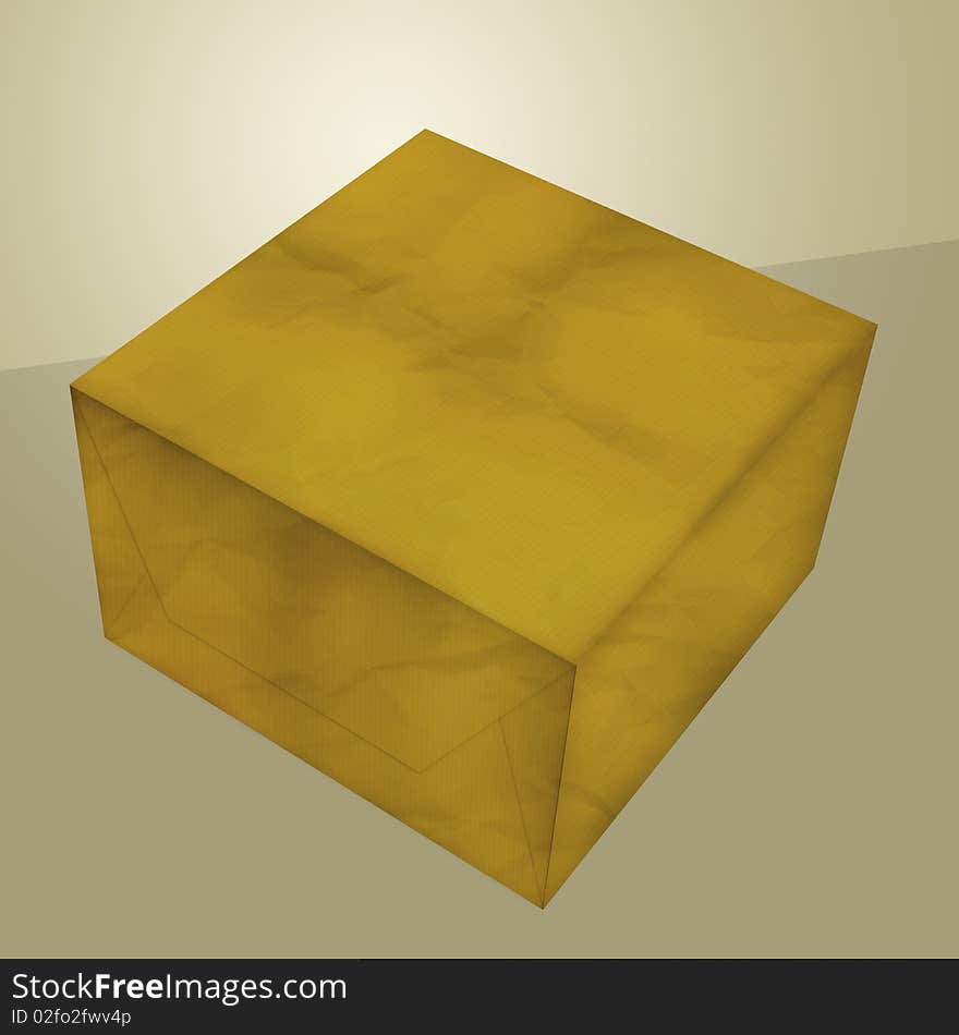 Old forgotten box covered with yellow paper. Old forgotten box covered with yellow paper