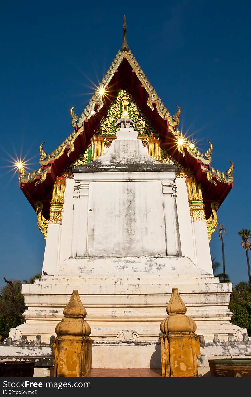 Sunlight reflection on roof of Buddhist church. Sunlight reflection on roof of Buddhist church