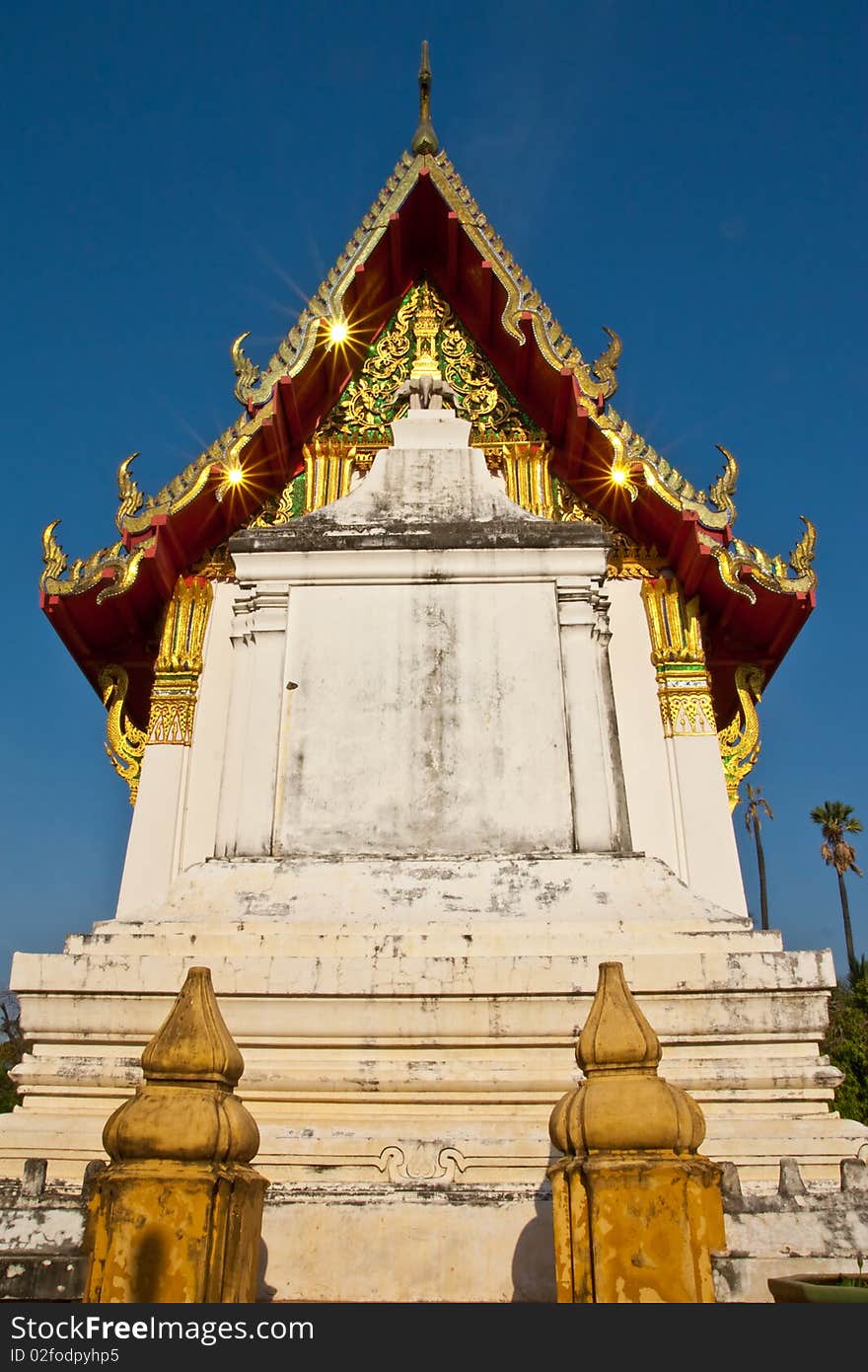 Sunlight reflection on roof of Buddhist church. Sunlight reflection on roof of Buddhist church