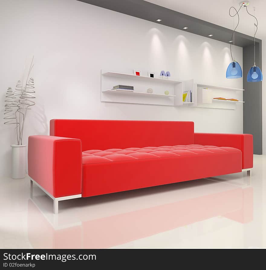 Interior of a room with a sofa. Interior of a room with a sofa