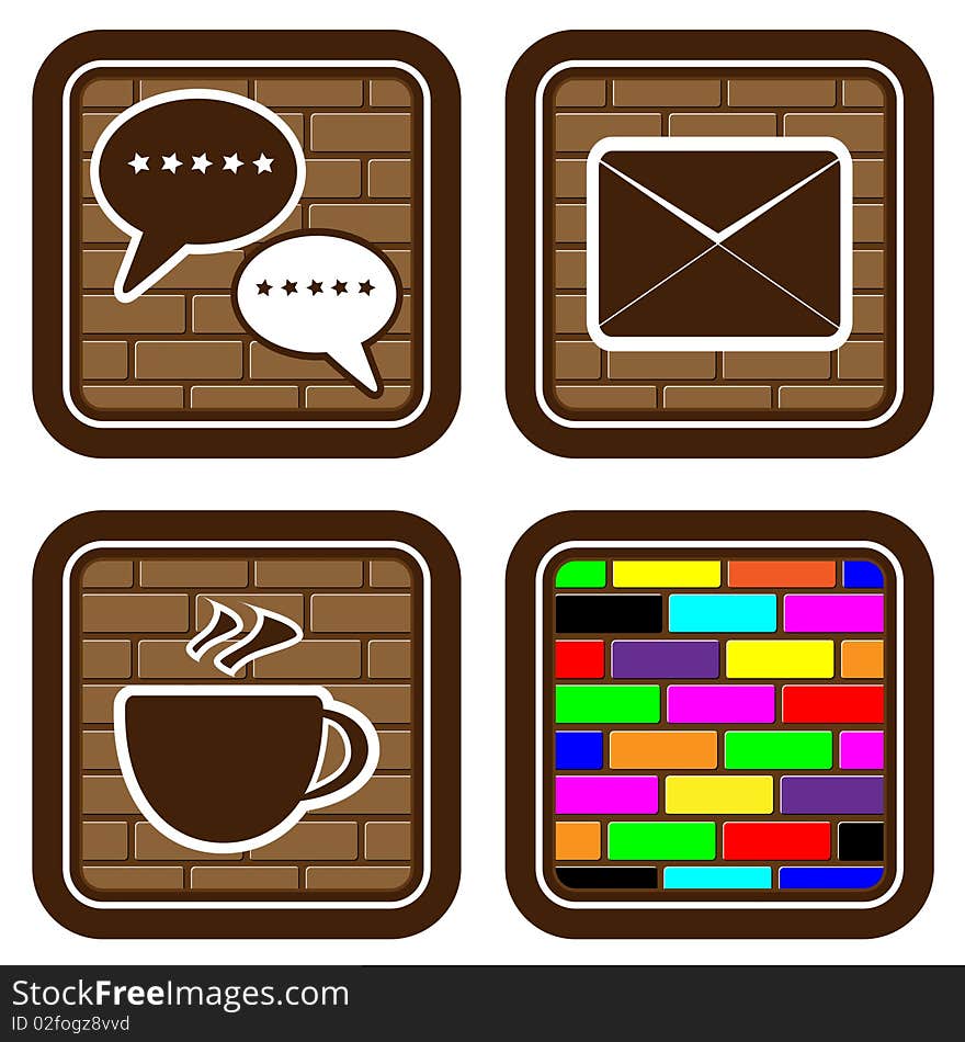 Brick Buttons With Icons Of Dialogue And Rest