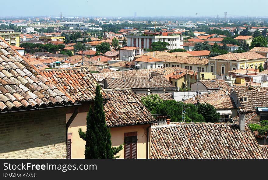 A scenic city skyline in Italy