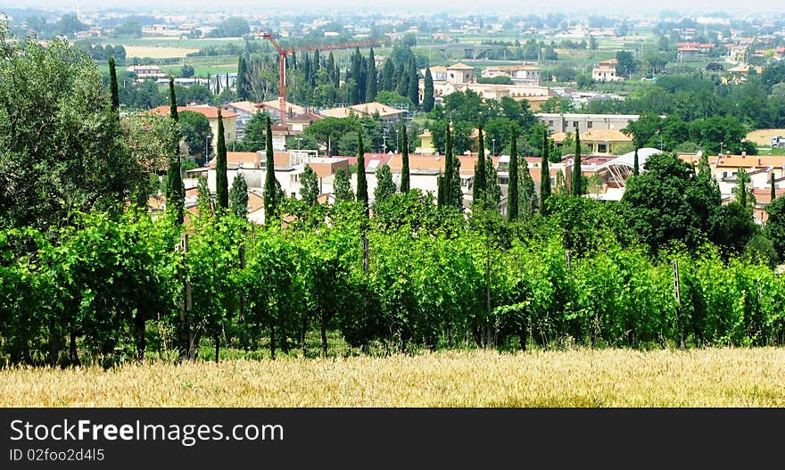 A scenic city skyline in Italy