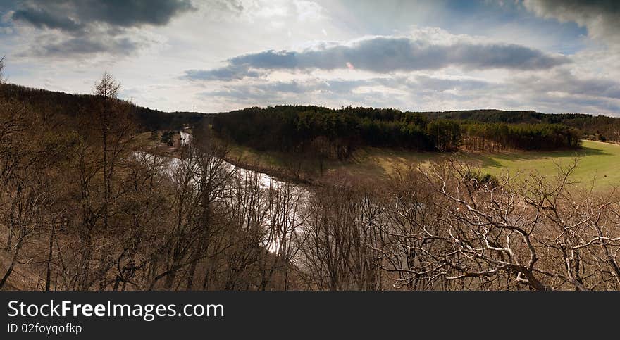 Awesome panorama of river Berounka in Czech Republic. Awesome panorama of river Berounka in Czech Republic