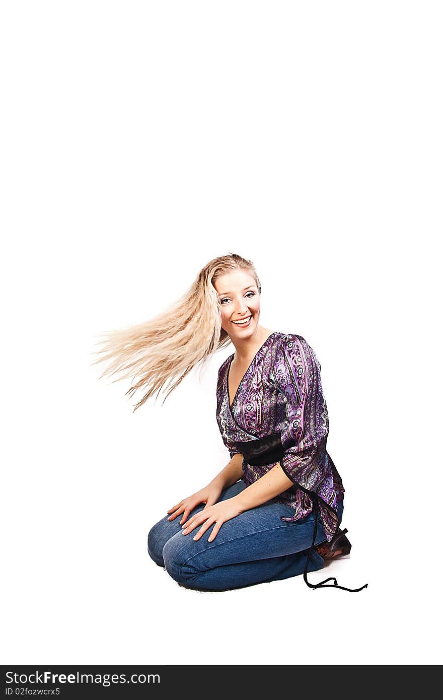 Woman sitting in studio