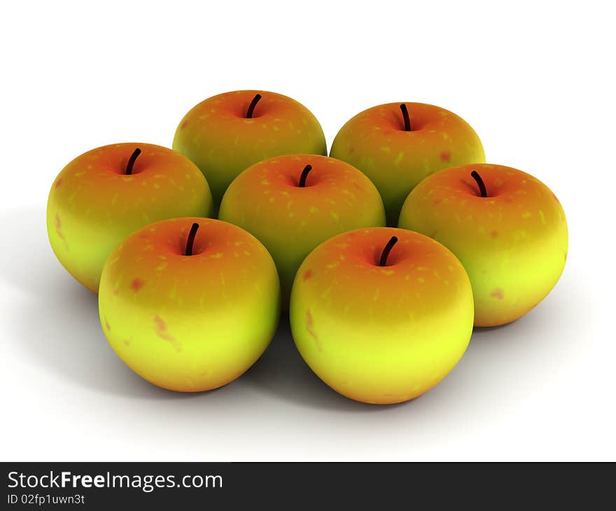 Heap of apples isolated on white background. High quality 3d render.