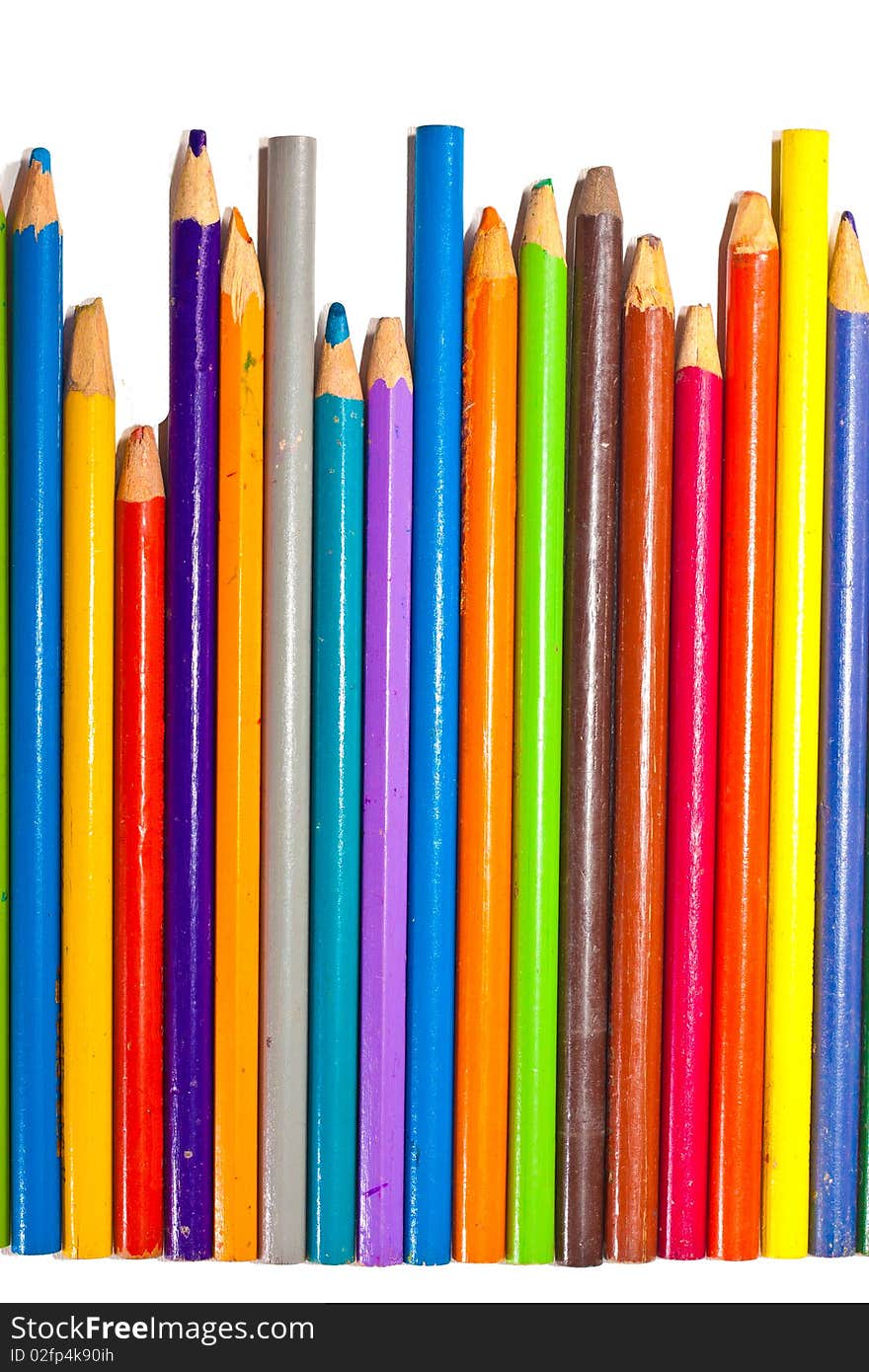 Weary old colorfull pencils on white background. Weary old colorfull pencils on white background