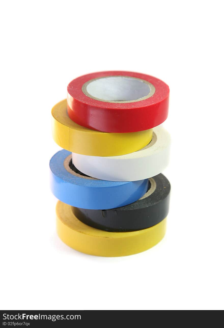 Colored electrical tape isolated on a white background. Colored electrical tape isolated on a white background