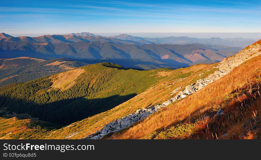 Summer landscape in rocky mountains. A Marmarossky file. Summer landscape in rocky mountains. A Marmarossky file