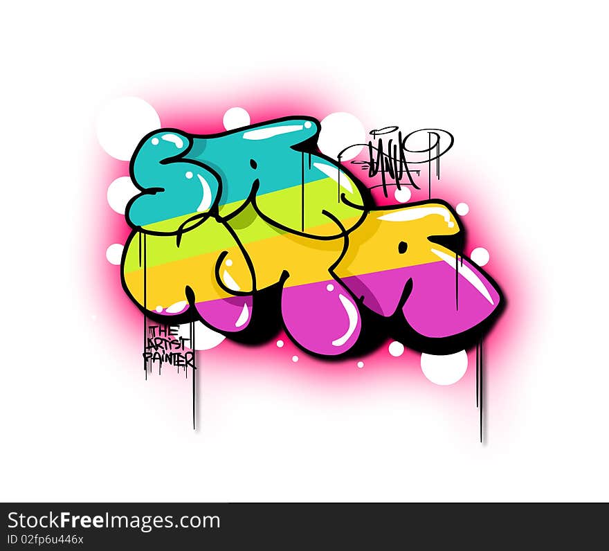 Vector drawing graffiti throwup piece