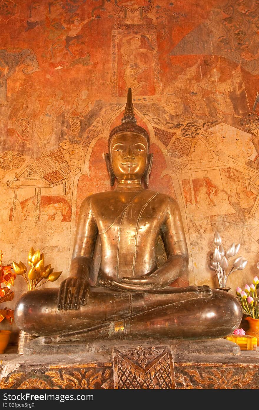 Old Buddha statue in church. Old Buddha statue in church