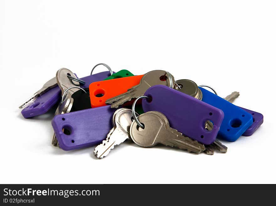 Lot of keys on white background