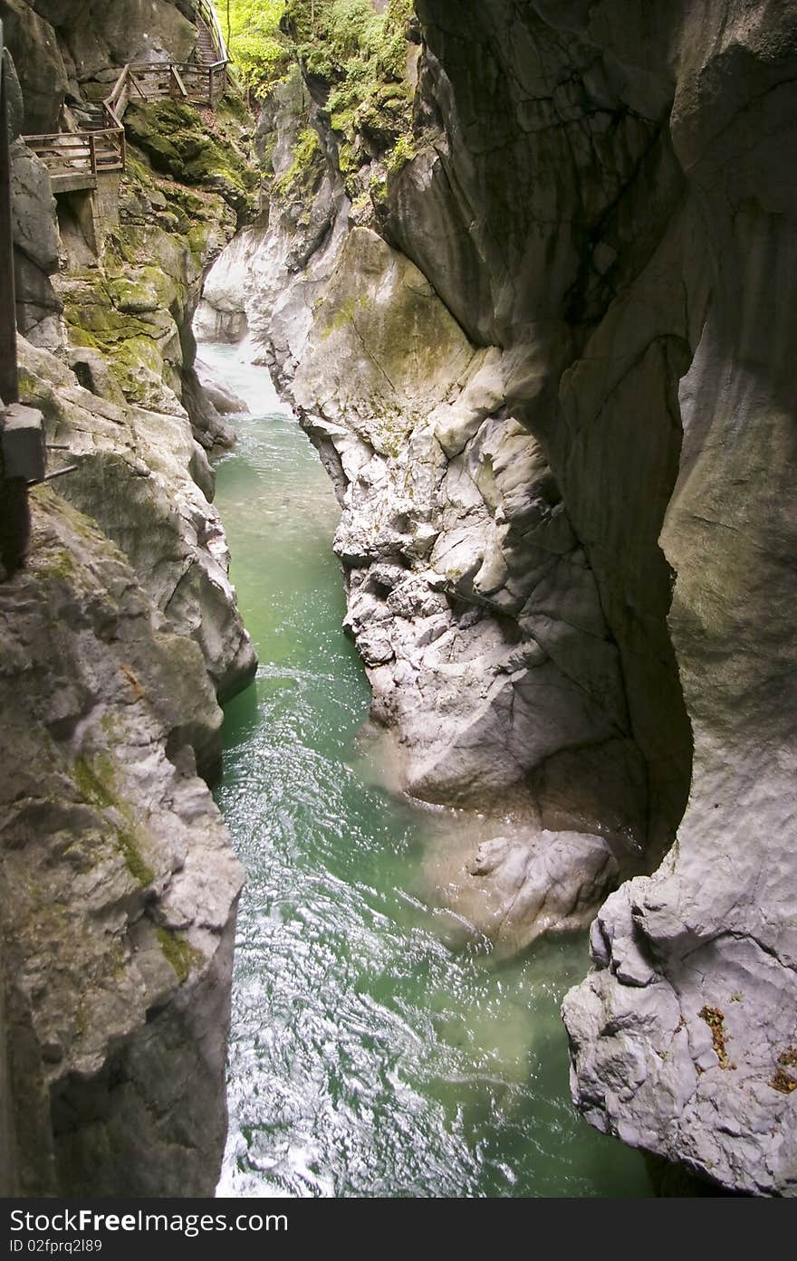 Limestone gorge river in mountains