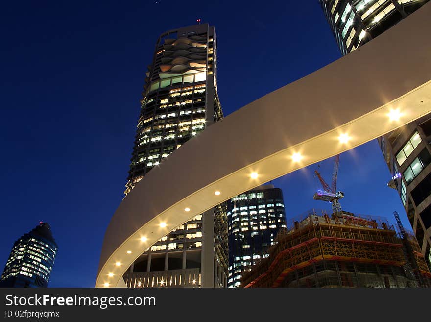 Lights, Construction and Towers of a modern growing City. Taken in Brisbane, Australia. Lights, Construction and Towers of a modern growing City. Taken in Brisbane, Australia.