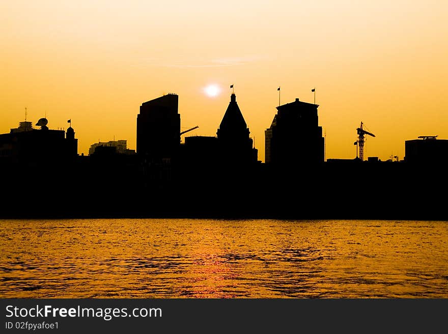 The Bund in the sunset. The Bund in the sunset