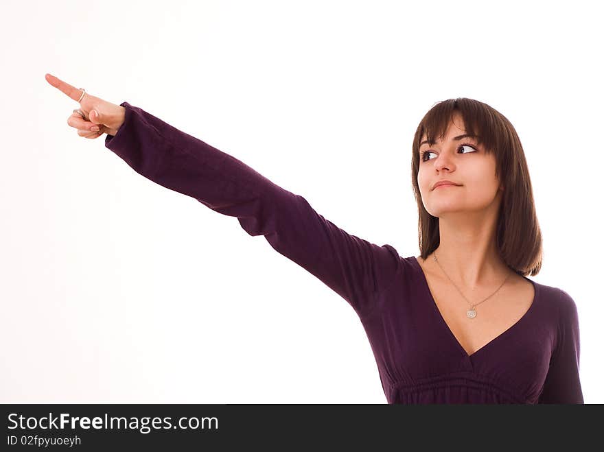 Young girl standing on a white background. Young girl standing on a white background