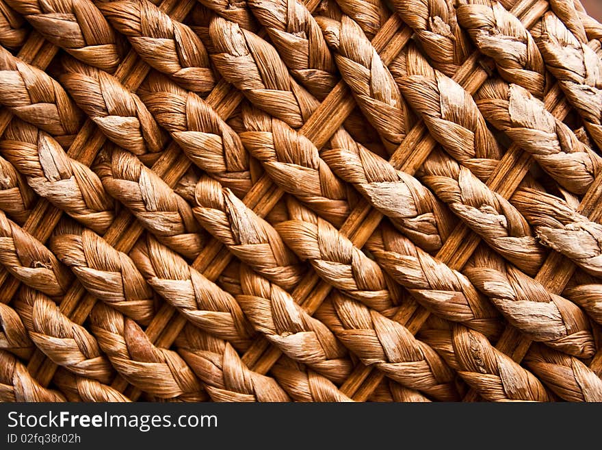 Detail of a knitting basket made from organic plant