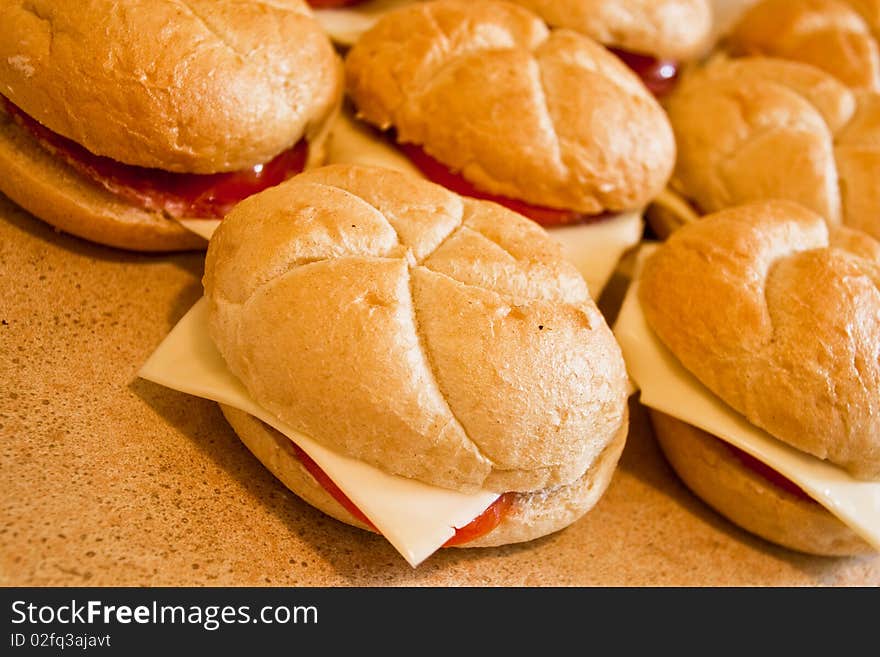 Group of sandwiches placed on the table. Group of sandwiches placed on the table