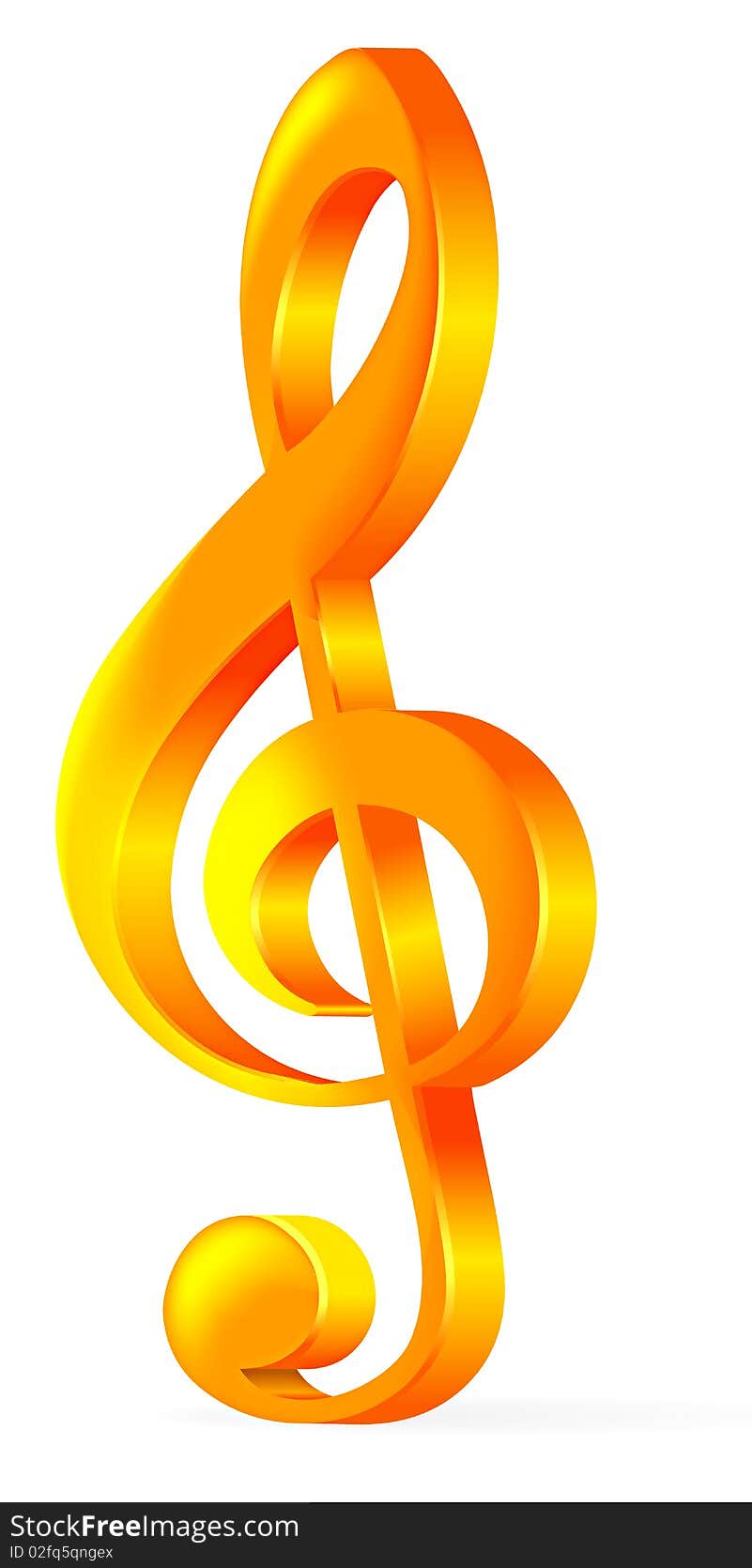 Golden treble clef  illustration on white background