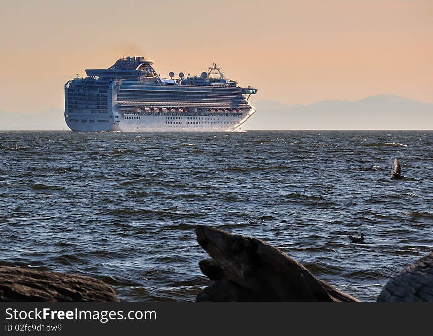 Cruise Ship In The Burrard Inlet, Vancouver