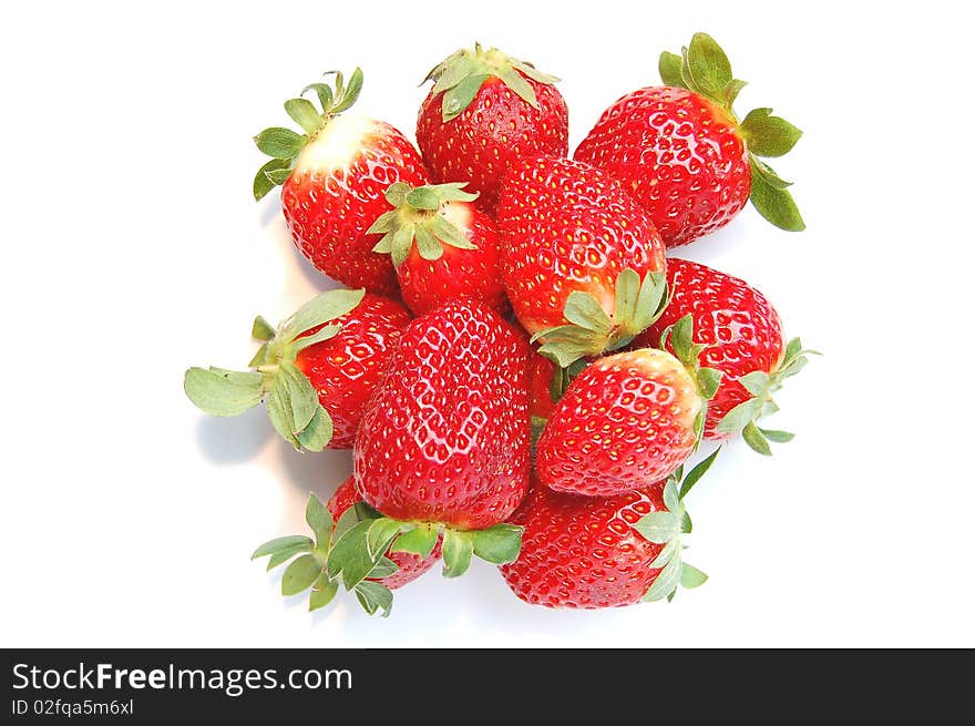 A group of strawberries on white background