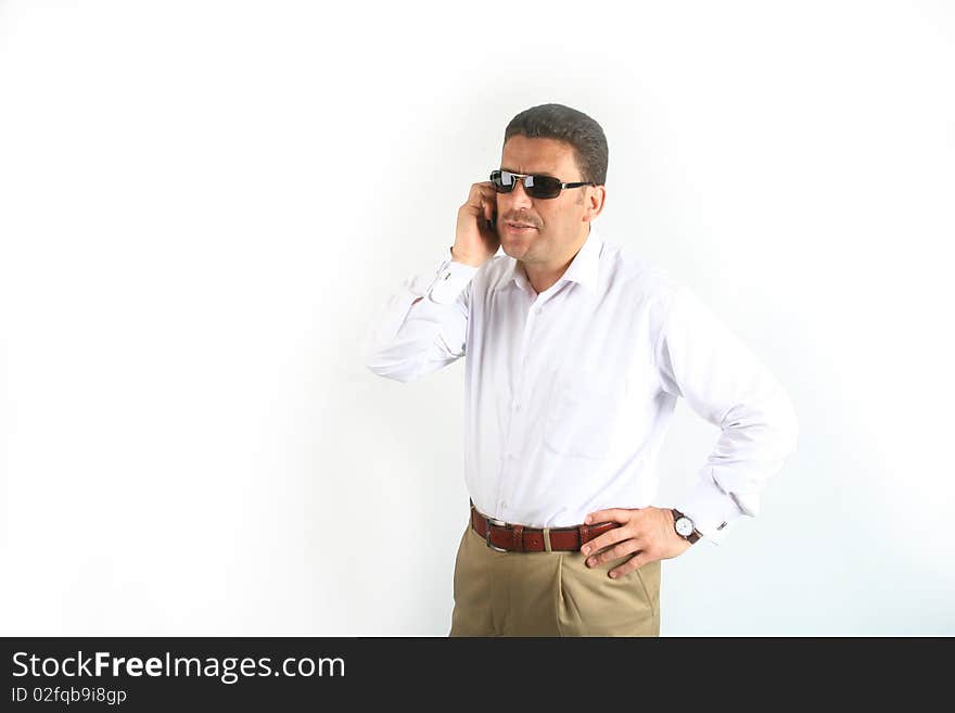 The job of the man of business telephone calls. The job of the man of business telephone calls